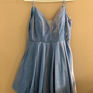 Open Back Light Blue Homecoming Dress- Size 10